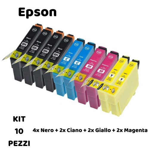 10x Cartucce 34XL T3471 T3472 T3473 T3474  Compatibili per Stampanti Epson