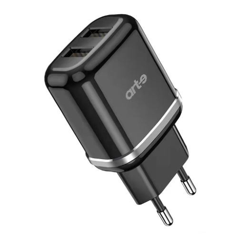 Caricabatteria da rete nero doppia USB serie Essential