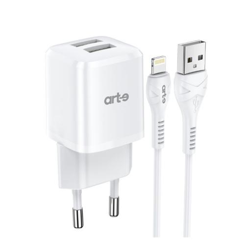 Caricabatteria da rete bianco doppia USB serie Rapid cavo lightning 6931474750679