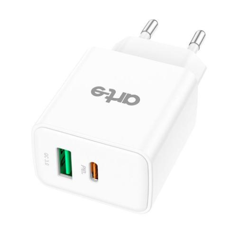 Caricabatteria da rete PD+QC bianco doppia USB serie Trendy