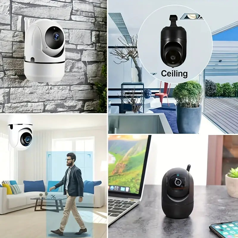 Telecamera di Sicurezza Wireless HD 1080P con Tracciamento Automatico, Rilevamento Movimento, Visione Notturna & Audio Bidirezionale - Ideale per la Monitoraggio Domestico