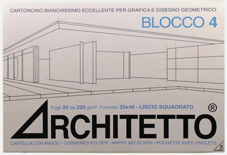 Album da Disegno Liscio Squadrato 33x48cm F4 220gr Architetto Blocco 20 Fogli 8007057333404