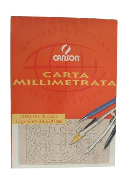 Blocco carta millimetrata - 210x297mm - 10 fogli - 72gr - Canson 3148950674203