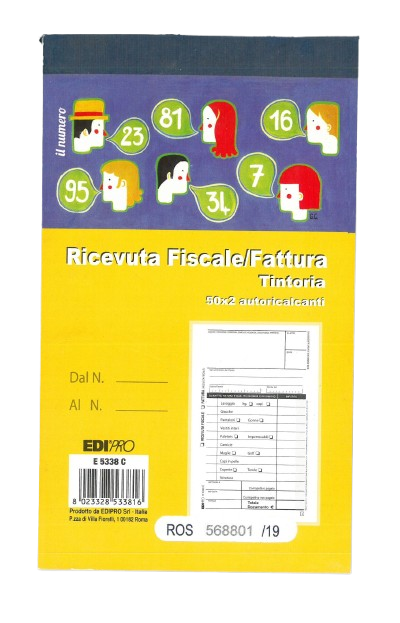 E 5338 C Blocco Ricevuta Fiscale Fattura Tintoria Edipro E5338C 50x2 Autocalcanti 8023328533816